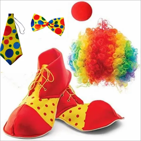 Funny Clown Costume Accessories Colorful Afro Wig Red Nose Polka Dot Bow Tie Costume Props For Party Carnival