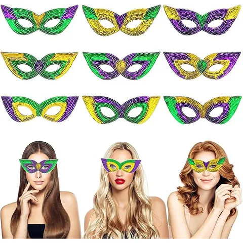 Mardi Gras Sequin Feather Mask Masquerade Party Carnival Mask Colorful Feather Eye Mask Festival Party Dress Up