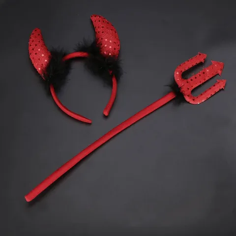 Στεφάνι Κέρατα Διαβόλου Halloween Φτερό Δαντέλα Σκοτεινό Στιλ Cosplay Πάρτι Αξεσουάρ Μαλλιών για Γυναίκες Άνδρες