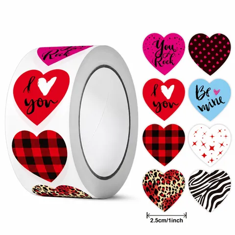 Valentijnsdag Hart Liefde Stickers Rol Zelfklevende Etiket Bruiloft Feest Commerciële Decoratie