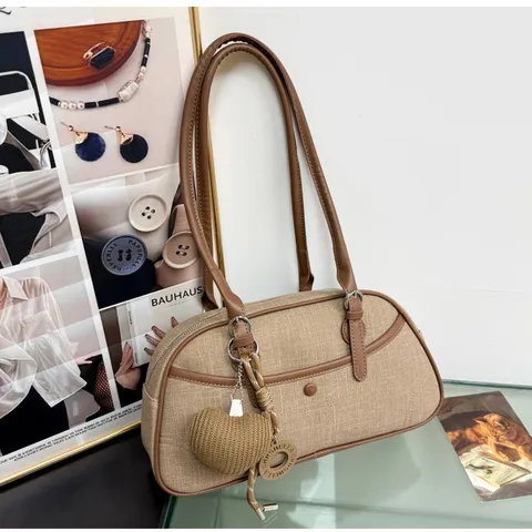 Trendy PU Leather Shoulder Bag For Women Casual Commuter Underarm Bag Retro Chic Baguette Handbag Female Purse