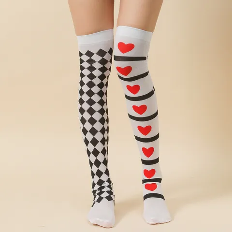 Medias por Encima de la Rodilla de Disfraz de Halloween para Mujer Caletones Largos Estampados Accesorios de Fiesta
