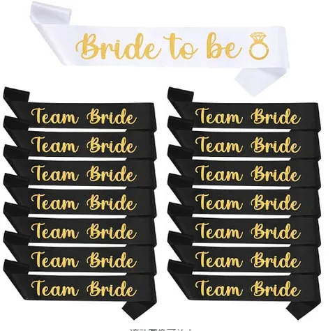 Bachelorette Party Sash Bride To Be Shoulder Strap Gold Stamping Satin Sash Wedding Party Festival Prom Costume Props