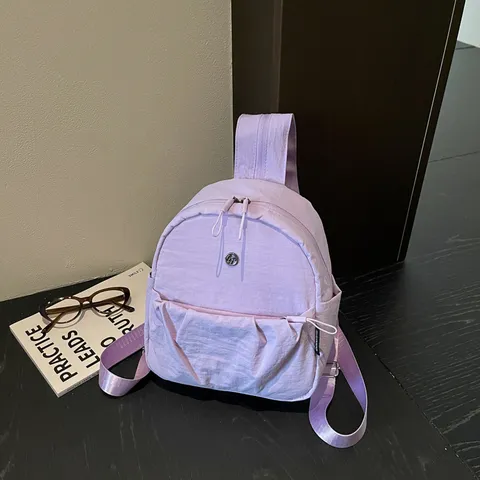 Japanese Minimalist Canvas Backpack For Women Lightweight School Daypack Casual Stitching Commuter Shoulder Bag Travel Rucksack