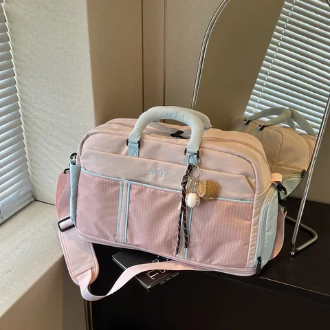 Large Capacity Expandable Travel Bag Urban Minimalist Breathable Spliced Polyester Luggage Bag Weekend Duffel Gym Bag With Shoulder Strap For Unisex