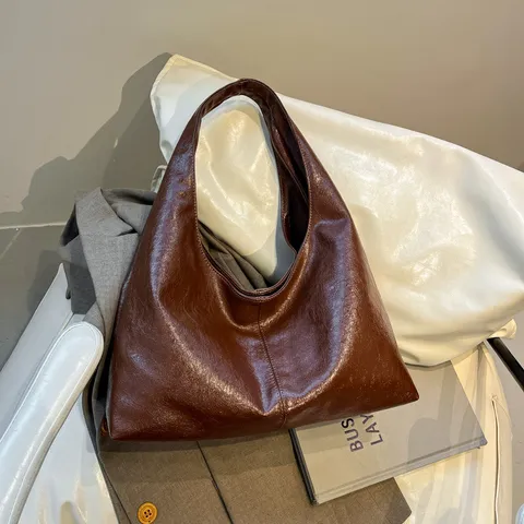 Sac à Main Porté Épaule Tote Grand en Cuir PU Vintage Texture Plissée Sac Sous le Bras Hobo Avec Fermoir Magnétique Sacs Décontractés Pour Femmes
