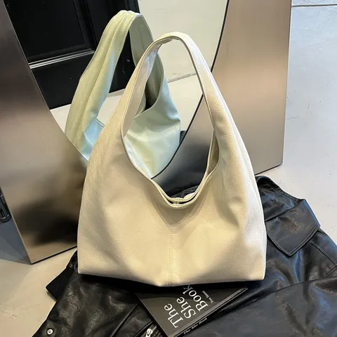 Sac à Main Porté Épaule Tote Grand en Cuir PU Vintage Texture Plissée Sac Sous le Bras Hobo Avec Fermoir Magnétique Sacs Décontractés Pour Femmes