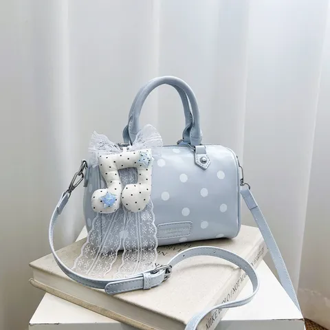 Women Polka Dot Pillow Bag PU Leather Top Handle Handbag Printed Crossbody Shoulder Bag Casual Travel Fashion Satchel