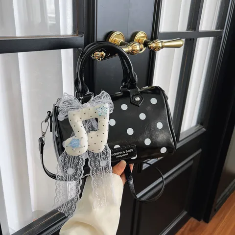 Women Polka Dot Pillow Bag PU Leather Top Handle Handbag Printed Crossbody Shoulder Bag Casual Travel Fashion Satchel
