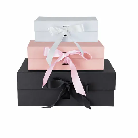 Foldable Gift Box Cardboard Storage Box With Ribbon Bow For Clothing Suit Packaging Wedding Birthday Party Gift Box