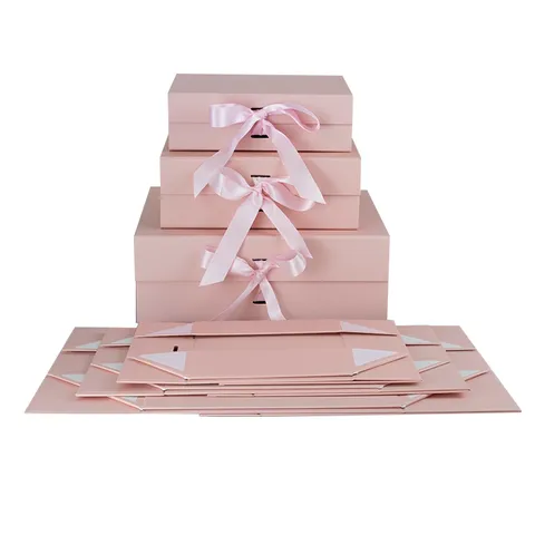 Boîte Cadeau Pliable Fermeture Magnétique Boîte en Carton Avec Ruban Pour Rangement Cosmétique Bijoux