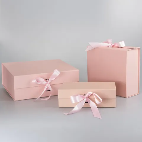 Boîte Cadeau Pliable Fermeture Magnétique Boîte en Carton Avec Ruban Pour Rangement Cosmétique Bijoux