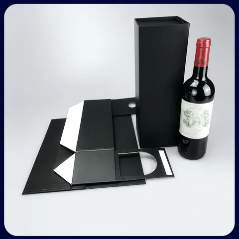Boîte à Vin Noire Pliable Créative en Carton Rigide Boîte d'Emballage Cadeau Boîte de Rangement pour Bouteille de Vin pour Fête