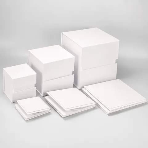 Scatola Regalo Pieghevole Cartone Rigido Quadrata Scatola di Immagazzinaggio Tinta Unita Minimalista Scatola di Presentazione Per Festa Matrimonio Casa