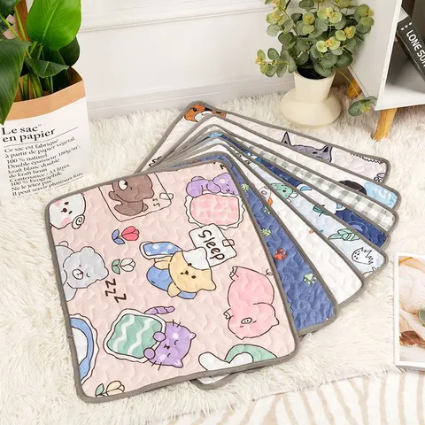 Cute Cartoon Animal Printed Pet Sleep Mat Soft Brushed Cotton Dog Bed Cushion Washable Pet Supplies For Cats And Dogs