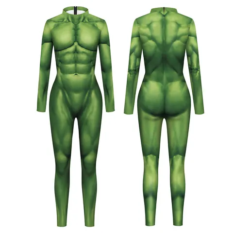 Unisex 3D Muskel Druck Overall Muskulöser Superheld Cosplay Kostüm Für Halloween Bühne Performance Party Slim Fit Body