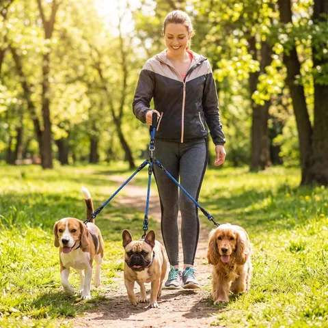 Multi-Head Dog Leash Anti-Tangle Multi-Pet Traction Rope For Small Medium Large Dogs Braided Nylon Walking Lead