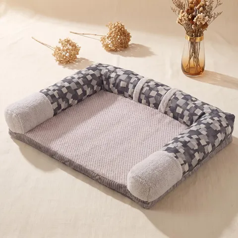 Large Dog Sofa Bed Washable Pet Cushion Soft Fleece Warm Sleeping Mat Removable Cover For Medium Large Dogs