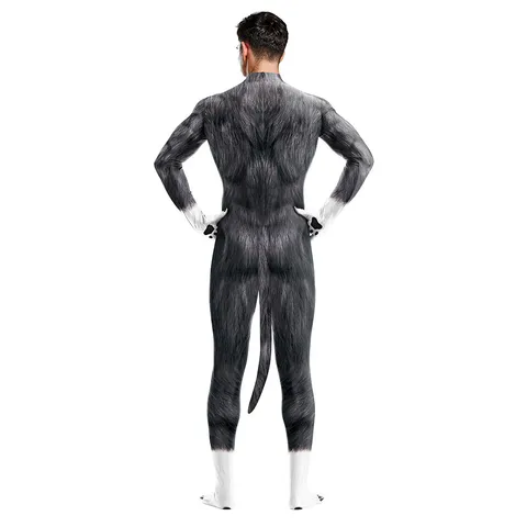 Unisex Husky Tier Digitaldruck Cosplay Jumpsuit Skinsuit Erwachsene Bühnen Performance Kostüm Halloween Party Bodysuit Atmungsaktives Polyester Elastan