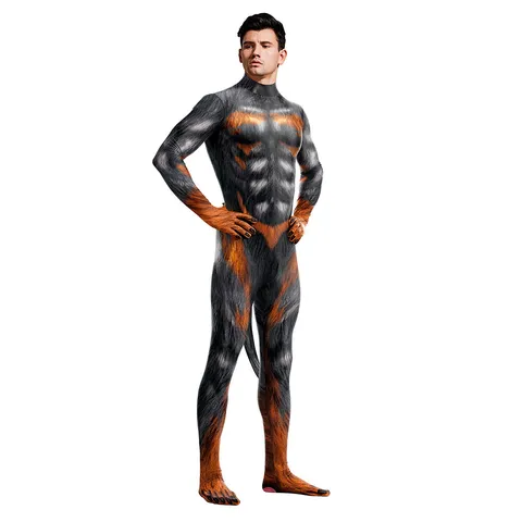 Cosplay Στολή Ζώο Λυκάνθρωπος Ψηφιακά Τυπωμένη Ολόσωμη Φόρμα Ελαστικό Bodysuit Θεατρική Παράσταση