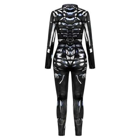 Unisex Sci-Fi Roboter Rüstung Digitaldruck Bodysuit Langarm Jumpsuit Cosplay Kostüm