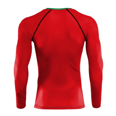 Herren Weihnachten 3D Digitaldruck Muskel Kompressionsshirt Langarm Rundhalsausschnitt Slim Fit Sportshirt Oberteil