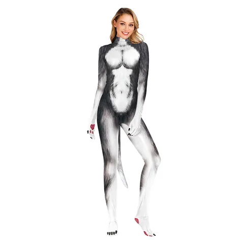 Unisex Tierdruck Ganzkörper Jumpsuit Stretch Spandex Cosplay Kostüm Hände Und Füße Bedeckt Bühnenauftritt