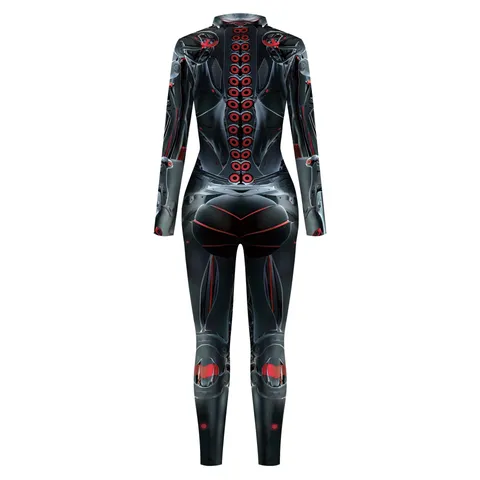 Herren Damen Mecha 3D Digital Bedruckt Bodysuit Cyberpunk Elasthan Langarm Jumpsuit Cosplay Kostüm Performance Kleidung