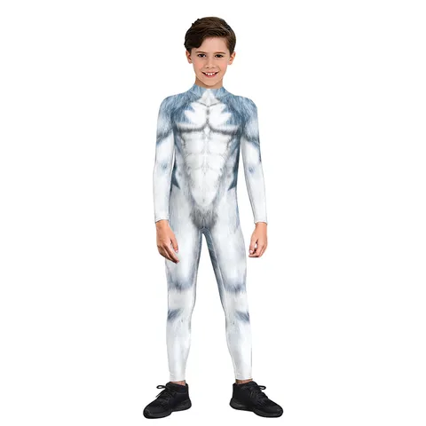 Kids Animal Cosplay Costume Digital Printed Long Sleeve Jumpsuit Bodysuit Halloween Party Performance Outfit