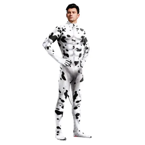 Combinaison Intégrale pour Adulte à Imprimé Dalmatien Costume de Cosplay d'Halloween Unisexe Déguisement Animal de Scène