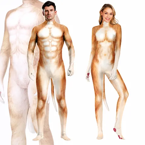 Combinaison Intégrale de Rôle d'Animal Imprimé 3D Numérique Unisexe Golden Retriever Shiba Inu Costume de Scène