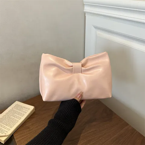 Damen Mode Schleife Clutch Tasche Einfach Pendler Achterarm Umhängetasche PU Leder Briefumschlag Handtasche Elegantes Design
