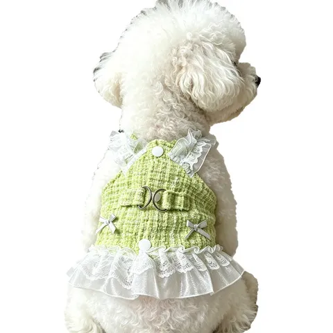 Haustier Hund Kleid Kleiner Welpe Weste Geschirr Tweed Schleife Schleife Spitze Prinzessin Rock Süße Kleidung Für Chihuahua Teddy