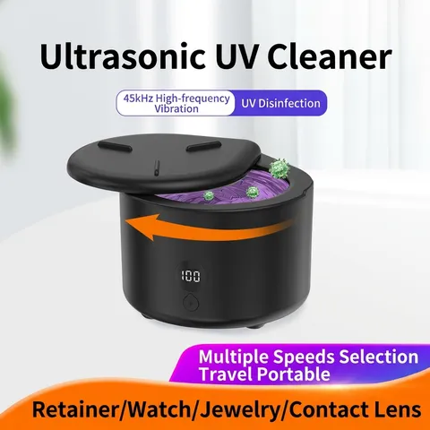 Portable Ultrasonic Denture Cleaner For Retainers Braces High Frequency Professional Stainless Steel Cleaning Machine Home Care