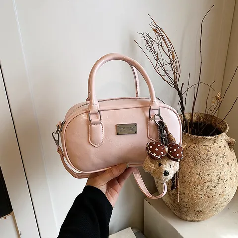Damen Mode PU Leder Boston Tasche Lässige Einfarbige Top Griff Umhängetasche Tägliche Pendler Handtasche