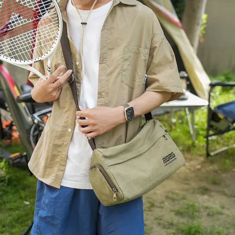 Borsa a Tracolla in Tela Casual Grande Capacità Messenger Unisex Commuting Sport Borsa Crossbody Vintage Moda Borsetta