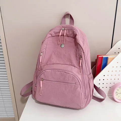 Sac à Dos en Nylon Minimaliste de Couleurunie de Mode pour Femmes Grande Capacité Sac d'École Casual pour Voyage Quotidien