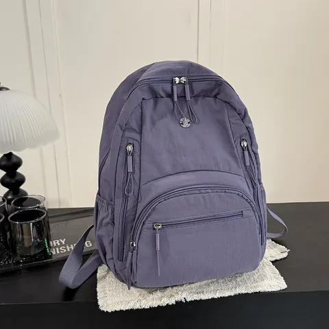 Sac à Dos en Nylon Minimaliste de Couleurunie de Mode pour Femmes Grande Capacité Sac d'École Casual pour Voyage Quotidien