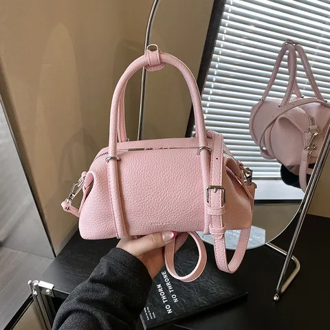 Mujeres Casual Cuero PU Bolso Almohada Pequeño Bolso de Mano Asa Superior Bolso Cruzado de Moda Con Correa de Hombro