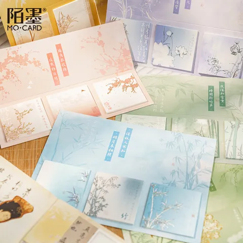 Notes Adhésives Traditionnelles Chinoises Bloc-Notes Papier Mignonnes Notes Adhésives pour Bureau École Planification Quotidienne Papeterie