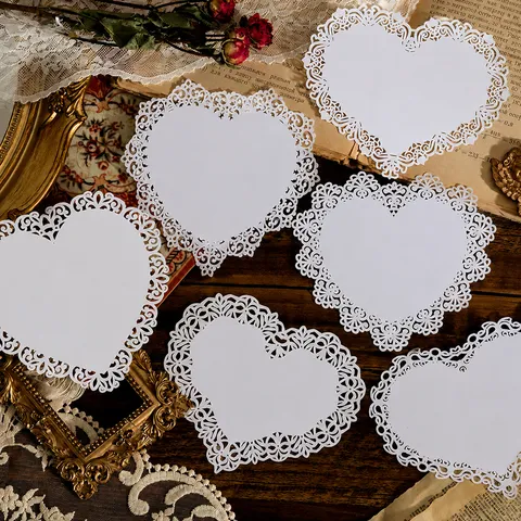 Tarjetas de Collage de Papel Perlado Encaje Calado Vintage Floral DIY Diario Papel Base Decorativo Suministros de Scrapbooking