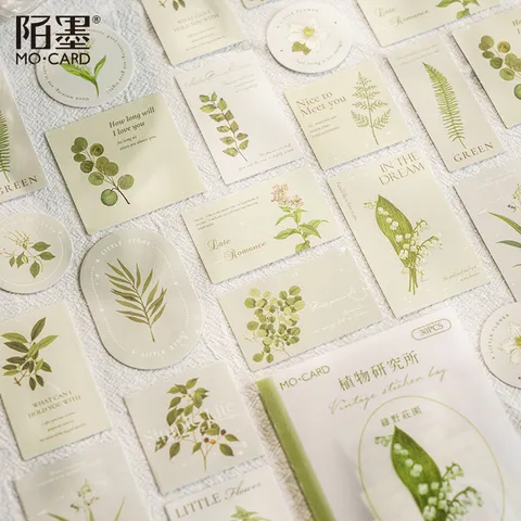 Pack d'Autocollants Botaniques Vintage Rétro Plante Florale Autocollants Décoratifs DIY Scrapbook Fournitures d'Artisanat Papeterie Esthétique