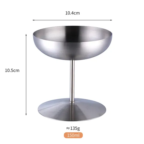 Stainless Steel Sundae Cup High Stem Ice Cream Cup Dessert Snack Cup Metal Martini Goblet Kitchen Tableware