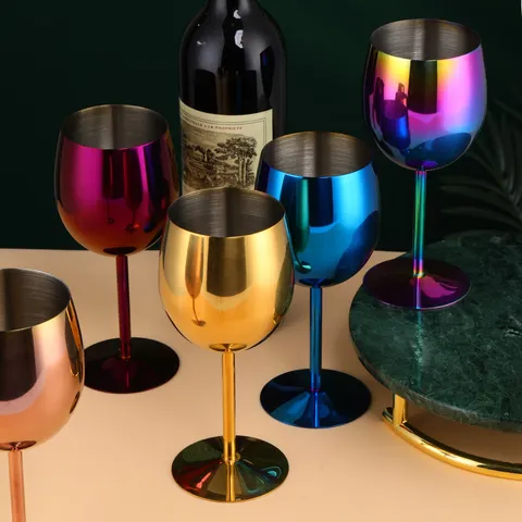 Edelstahl Weinglas Metall Champagner Kelch Kreativer Weinausgießer Galvanisiert Spiegelglanz Party Küche Trinkgeschirr