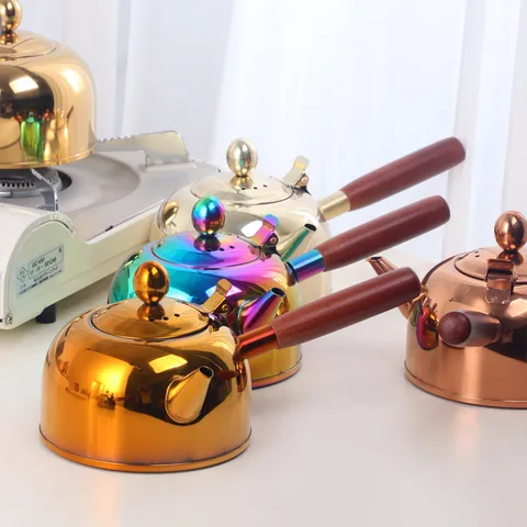 Théière en Acier Inoxydable Poignée Latérale Fond Plat Grande Capacité Bouilloire pour Cuisine Maison Bureau