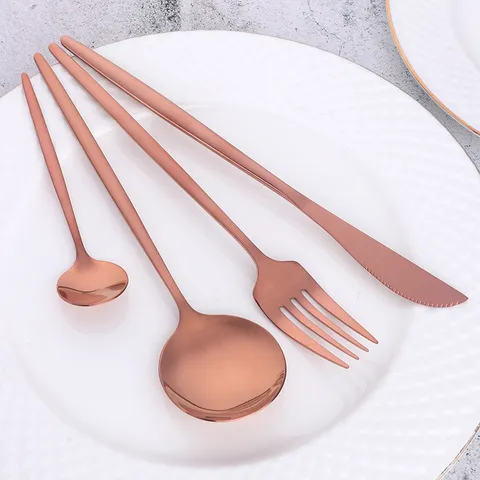 Set de Couverts en Acier Inoxydable Nordique Minimaliste Couteau Fourchette Cuillère Cuillère à Café