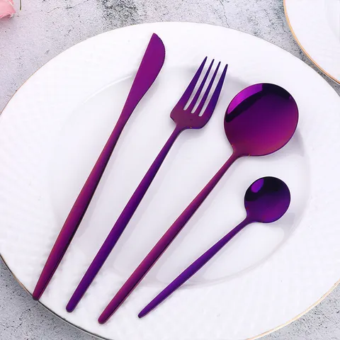 Set de Couverts en Acier Inoxydable Nordique Minimaliste Couteau Fourchette Cuillère Cuillère à Café
