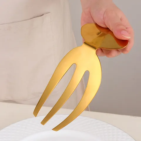 Griffes à Salade en Acier Inoxydable Outil de Cuisine Fourchette de Mélange de Salade de Légumes et de Fruits Serveur à Salade en Métal Poli Miroir pour Maison Hôtel