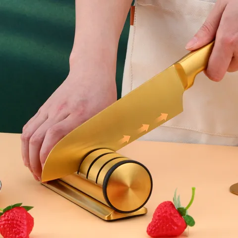 Aiguiseur de Couteau de Cuisine en Acier Inoxydable Outil d'Affuage à Trois Étapes