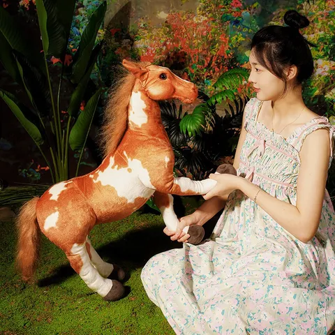 Simulation Horse Plush Toy Stuffed Animal Doll Soft Cute Pony Figure Home Car Decor Birthday Gift